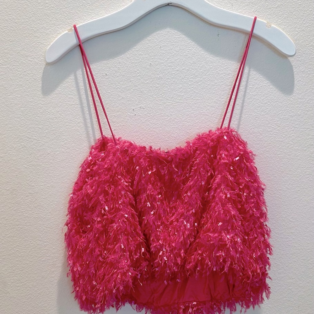 Anthropologie Pink Fun Fuzzy Tank Top - Picture 3 of 5